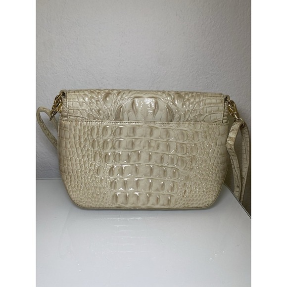 Brahmin Carina CHAMPAGNE Melbourne Small Shoulder Bag Clutch Genuine Leather EUC - Picture 6 of 16